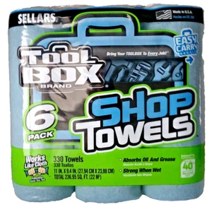 SELLARS TOOL BOX BRAND 6 PACK BLUE SHOP TOWELS - Picture 1 of 1