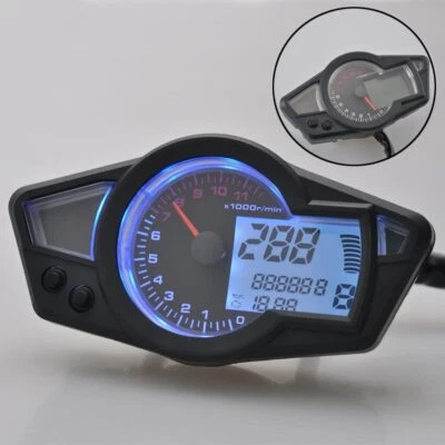 Motorcycle Universal 11000 RPM LCD Digital Odometer Speedometer Gauge Instrument - Image 1 of 4