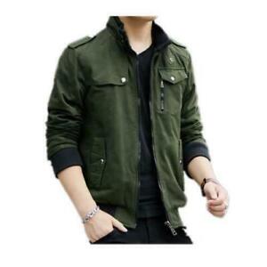 Mens Cotton Short Jacket Stand Collar Long Sleeves Casual Trench Coats Overcoat
