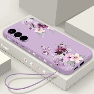 Case For Samsung Galaxy A16 A05s A56 A35 A14 A25 A26 Silicone Rose Flowers Cover - Picture 1 of 17