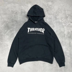 Vintage Thrasher Skateboard Magazine Distressed Hoodie Faded Black Size M - Picture 1 of 24