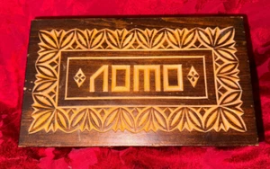 Antique Full Carved Bingo Game Set лото Rectangular Wood Box USSR Wooden Barrels - Picture 1 of 9