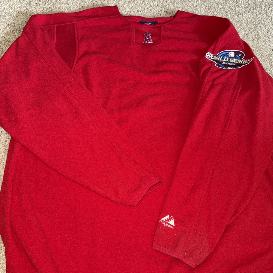 Los Angeles Angels Majestic Fleece Pullover Sweatshirt 2002 World Series XL Rare - Image 1 of 4