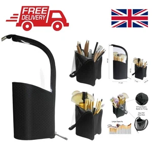 Luxurious Black Travel Makeup Brush Holder - Waterproof & Multi-Functional - Picture 1 of 9