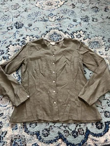 Vintage Gap Shirt Womens Size L Green Linen Button Up Beach Coastal 80s 90s - Picture 1 of 5