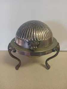 Vintage F.B. Rogers Silver Plate Co. 373 Dome Roll Top Caviar Butter Dish Server - Picture 1 of 5