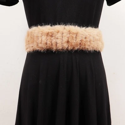 Cinturón peludo estilo vintage americano para damas niña piel sintética cintura elástica felpa Foto 1 de 4