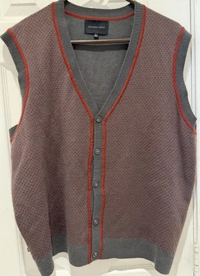 Chaleco con botones Geoffrey Beene gris y granate grande para hombre Foto 1 de 4