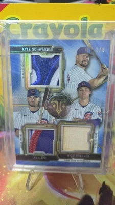 Topps Triple Threads 2020 Kyle Schwarber Ian Happ Nico Hoerner reliquia/3 Cachorros Foto 1 de 4