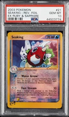 2003 POKEMON EX RUBY & SAPPHIRE #21 SEAKING-REVERSE FOIL PSA 10 - Image 1 of 2