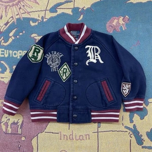 Vintage Polo Ralph Lauren Varsity Letterman Patch Logo Jacket Boys 2/2T Burgundy - Picture 1 of 6