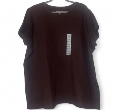 Nuevo con etiquetas Top tejido Essentials By Maggie marrón acanalado manga corta talla grande 26/28w  Foto 1 de 4