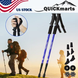 2X Trekking Poles Adjustable Walking Hiking Sticks Anti-shock Nordic Alpenstock - Picture 1 of 9