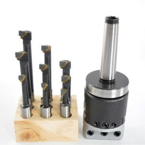 F-1/2" boring head + 9pcs 12.5mm carbide boring tips with MT2 M10 1-1/2-18 shank - Picture 1 of 10