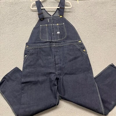 Vtg Lee Sanforized Jelt Denim Overalls Mens 52x32 (Fits 48x34) Blue Union Made - Image 1 of 4