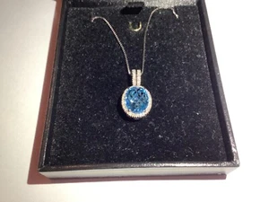 Topaz and Diamond Pendant on 18ct White Gold Chain - Picture 1 of 3
