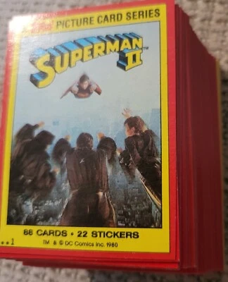 Juego de cartas Topps de la película Superman II 1980 #1-88 sello de Christopher Reeve Zod Terence Foto 1 de 4
