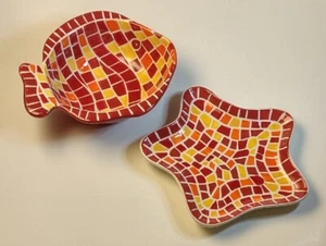 Platos de mosaico de pescado y estrella únicos Hausenware decoración de playa - Imagen 1 de 7