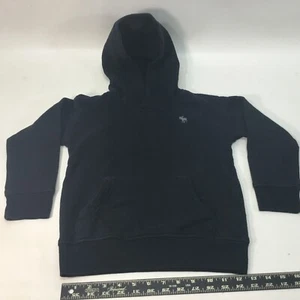 Abercrombie Kids Embroidered Logo Pullover Hoodie Size 5/6 Black Relax Fit - Picture 1 of 9