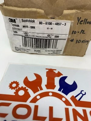 3M MV10-10RK Ring Terminal Connector #10 Stud Circular 12-10 AWG Crimp QTY. 500 - Image 1 of 3