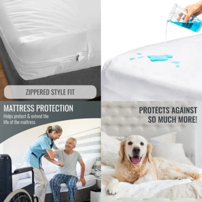 Funda Cama King Size Cremallera Sábana Ajustable Plástico Protector Colchón Impermeable Foto 1 de 4