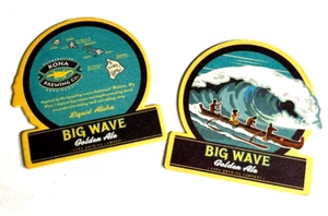 Kona Brewing Beer (2) Coasters BIG WAVE GLODEN ALE Kona, HI Longboard 3.5X4" - Picture 1 of 5