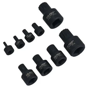 Stubby Impact XZN Spline Triple Square Male Sockets M4 – M18 Mixed Drive 9pc - Picture 1 of 1
