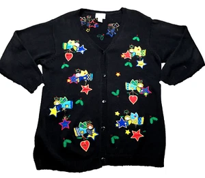 The Quacker Factory Womens Cardigan Size 1X Angels & Stars Long Sleeve EUC - Picture 1 of 10