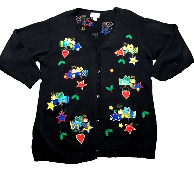 The Quacker Factory Womens Cardigan Size 1X Angels & Stars 3/4 Sleeve - Image 1 of 4