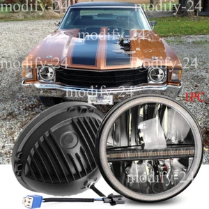 Faro redondo LED negro de 7 pulgadas Halo DRL apto para Chevy Chevelle SS 1971 1972 1973 - Imagen 1 de 7