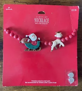 Hallmark Vintage Christmas Santa And Sleigh Bead Necklace Rare Original Package - Picture 1 of 6