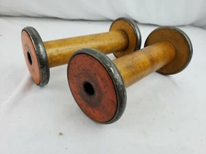 2er Set Holz/Metall Textilspulen ca. 1900 - Bild 1 von 10