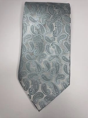 Corbata Sean John / Paisley Plateada y Azul Bebé / 100% Seda / Largo 59 pulgadas y Ancho 4 pulgadas Foto 1 de 4