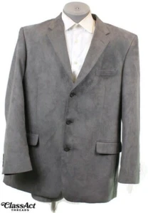 Stafford 3-Button Sport Coat Suede Blazer Jacket Mens Solid Gray 46L - Picture 1 of 9