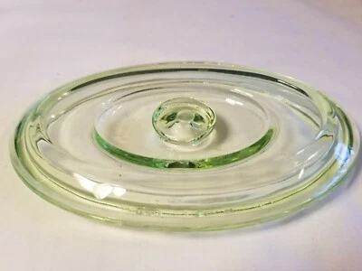 Vintage 30s Green Depression Glass LID ONLY  Refrigerator Dish Small Oval 6x4 - Image 1 of 4