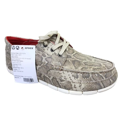 Rara scarpa da ginnastica sportiva Sample Crocs 2013 da uomo taglia 10 comoda stampa serpente beige - Immagine 1 di 4