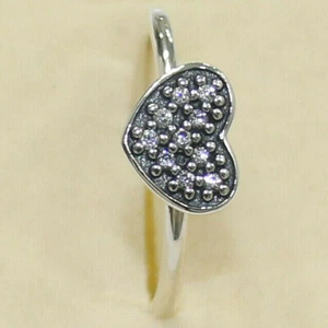 New Authentic Pandora Pave Heart Ring 190890CZ Multiple Size W Tag & Suede Pouch - Picture 1 of 5