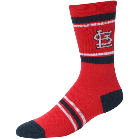 New! St Louis Cardinals MLB Red Blue Stripe Crew Socks Mens Fits Size 6-12 Boys Cover