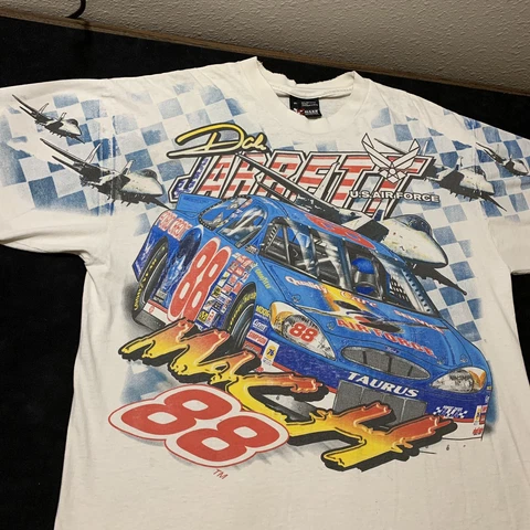 Vintage Nascar DALE JARRET T SHIRT All Over Print Air Force Wrap Around XL Jets Cover