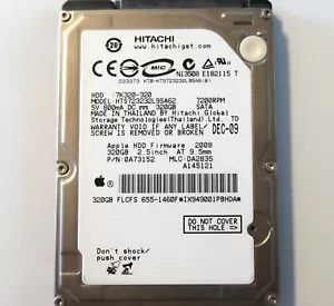 Hitachi HTS723232L9SA62 PN:0A73152 MLC:DA2835 Apple#655-1460 320gb 2.5" DEC-09 - Picture 1 of 1