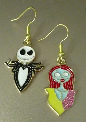 Pesadilla antes de Navidad Jack y Sally Pendientes con respaldo de oro gótico lindo regalo  Foto 1 de 4