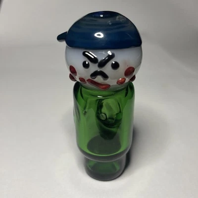 Multicolor 3.5” Long Little Angry Man Glass Smoking Tobacco Pipe Hand Blown - Image 1 of 4