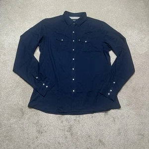 NWOT Hooey Habitat Pearl Snap Shirt Womens XL Extra Large Blue Embroidered - Picture 1 of 10