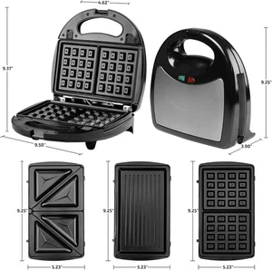 3 in 1 Electric Sandwich Maker, Panini Press Grill and Waffle Iron Set sales - Picture 1 of 8