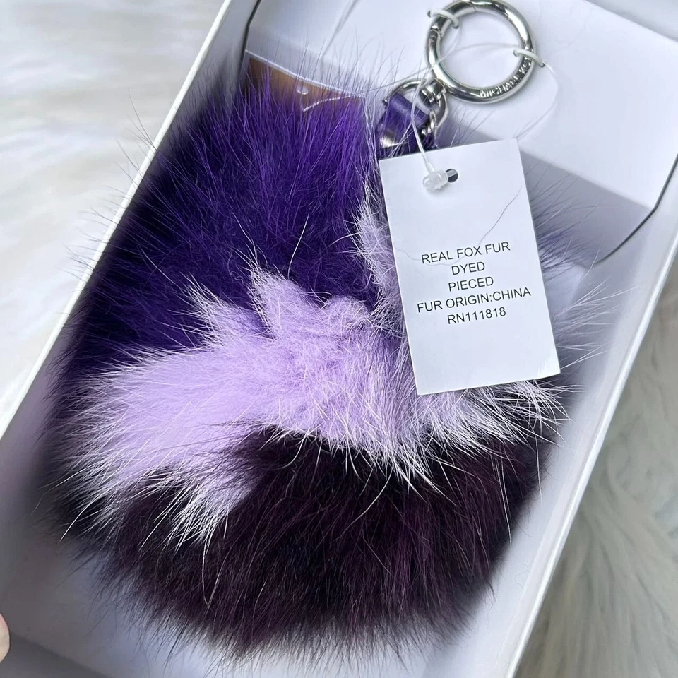 Michael Kors Piel Tachonada Pom Pom Piruleta Damson Morera Oliva Llave Dije FOB Foto 1 de 1