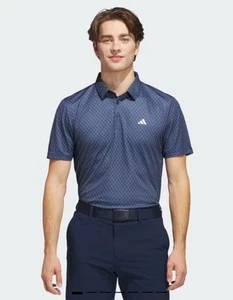 $65 Adidas Men's Core Allover Print Golf Polo Shirt- Collegiate Navy- Medium-New - Picture 1 of 8