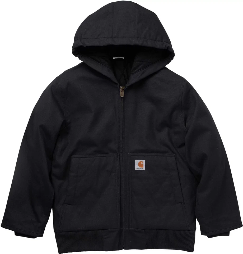 Carhartt  OJ8545 Kids Active Hooded Jacket Canvas Insulated BLACK New with tag - Image 1 of 1