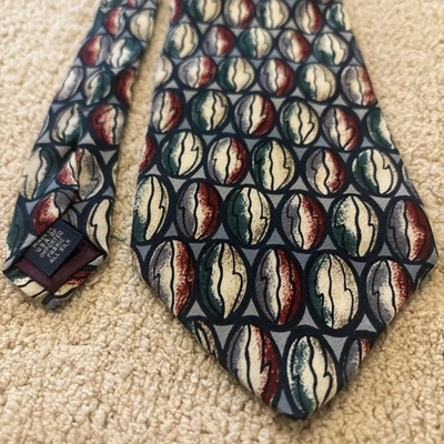 Corbata de seda vintage DAMON para hombre EE. UU. abstracta azul-verde-rojo 54′′  Foto 1 de 3