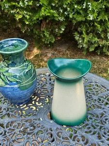 Vintage Stanford Sebring Green White Ombre Vase 8.5 inch tall - Picture 1 of 10