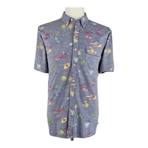 Resort Wear Tommy Bahama Camp Shirt Herren M Kingdom Blue Palm Print Sommer - Bild 1 von 12